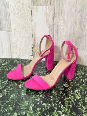 Dream Pairs Fuchsia Ankle-Strap Block Heels
